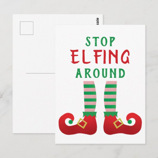 Stop met Elfing rond het grappige kerstGezegde Briefkaart (Voorkant / Achterkant)