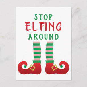 Stop met Elfing rond het grappige kerstGezegde Briefkaart