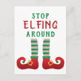 Stop met Elfing rond het grappige kerstGezegde Briefkaart