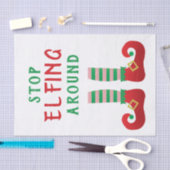 Stop met Elfing rond het grappige kerstGezegde Elf Tissuepapier (Craft)