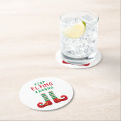 Stop met Elfing rond het grappige kerstGezegde Ronde Kartonnen Onderzetter (Insitu)