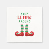 Stop met Elfing rond het grappige kerstGezegde Servet (Voorkant)