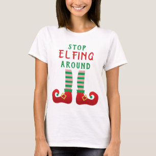 Stop met Elfing rond het grappige kerstGezegde T-shirt