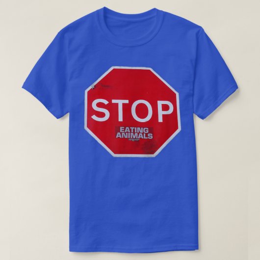 Stop met Eten Dieren vegetarische veganwegcode T-shirt (Design voorkant)