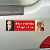 Stop met fokken Een hond adopteren Bumpersticker (Op auto)