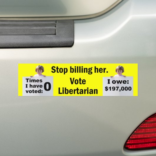 Stop met haar te factureren bumpersticker (Op auto)