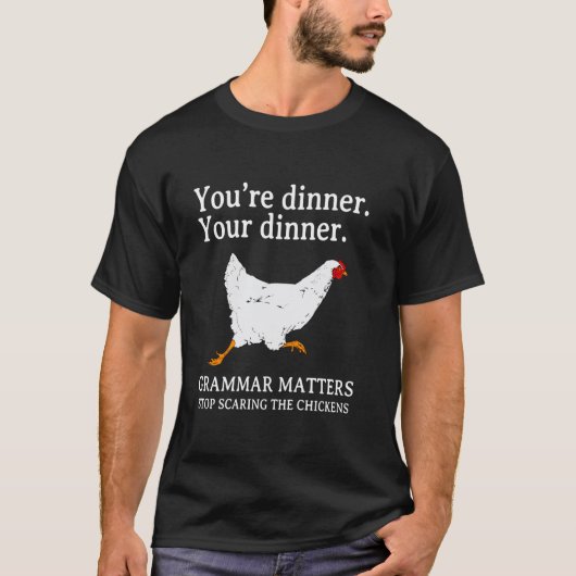 Stop met het bang maken van de kippen Engelse gram T-shirt (Voorkant)