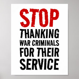 Stop met het bedanken van oorlogsmisdadigers voor  poster