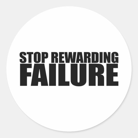 STOP MET HET BELONEN VAN MISLUKKINGEN RONDE STICKER (Voorkant)