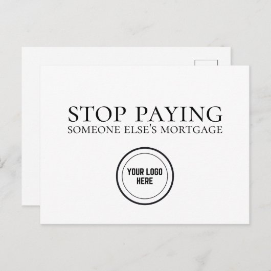 Stop met het betalen van andermans hypotheekboer briefkaart (Voorkant / Achterkant)
