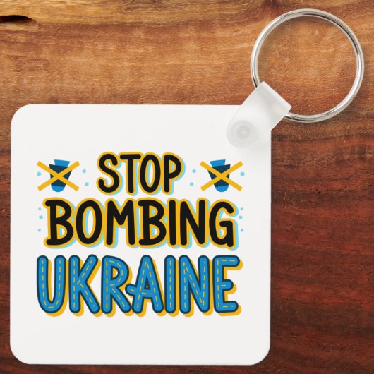 Stop met het bombarderen van de Oekraïense Sleutel Sleutelhanger (Achterkant)