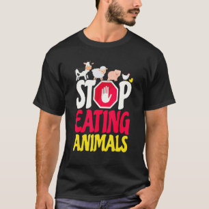 Stop met het eten van dieren Koe Schaap Varken Kip T-shirt