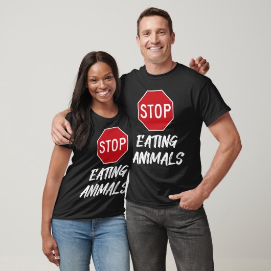 Stop met het eten van dieren Onderteken de vegetar T-shirt (Unisex)