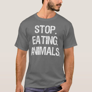 Stop met het eten van dieren Veganistische vegetar T-shirt