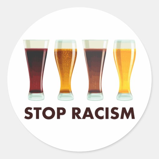 Stop met het gebruik van alcohol tegen racisme ronde sticker (Voorkant)