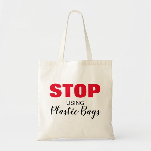 "Stop met het gebruik van plastic tassen" Typograf Tote Bag (Voorkant)