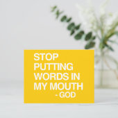 STOP MET HET MAKEN VAN WOORDEN IN MIJN MO BRIEFKAART (Staand voorkant)