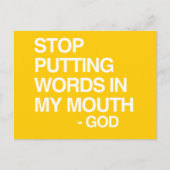 STOP MET HET MAKEN VAN WOORDEN IN MIJN MO BRIEFKAART (Voorkant)