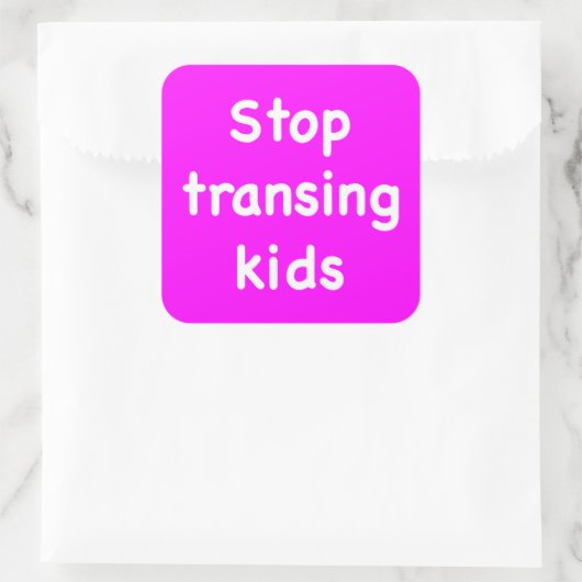 Stop met het overzetten van kinderen vierkante sticker (Tas)