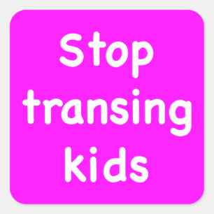 Stop met het overzetten van Kinderen Vierkante Sticker
