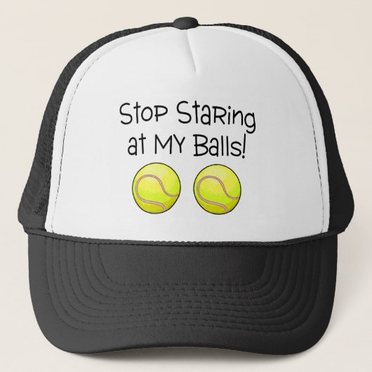 Stop met het staren bij mijn ballen (Tennis Balls) Trucker Pet (Voorkant)