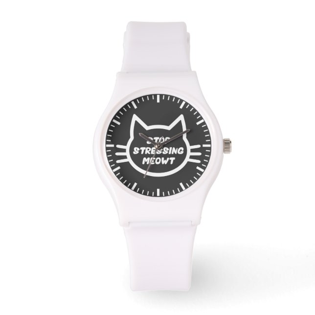 Stop met het stress van Meowt - Grappige Kat Horloge (Voorkant)