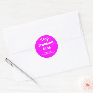 Stop met het trans maken van kinderen, betaald doo ronde sticker