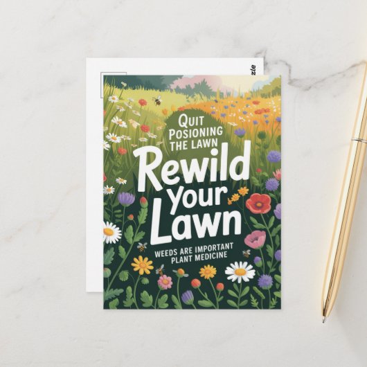 Stop met het vergiftigen van uw gazon onkruid Plan Briefkaart (Voorkant / Achterkant in situ)