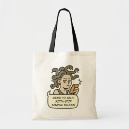 Stop met het verzenden van selfies, grappige Medus Tote Bag