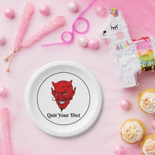 Stop met je dieet Duivel Satan Papieren Bordje (Feest)
