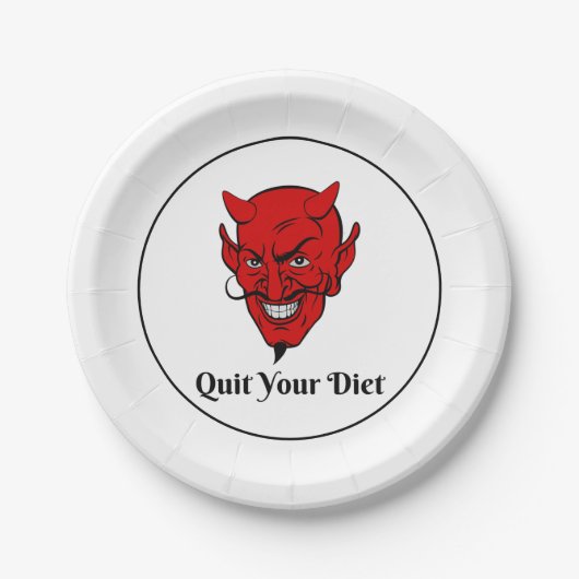 Stop met je dieet Duivel Satan Papieren Bordje (Voorkant)