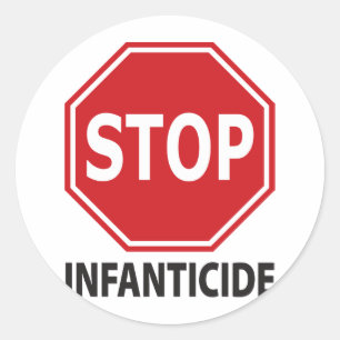 Stop met kindermoord ronde sticker