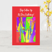 Stop met knippen, het is je verjaardag! kaart (Gele Bloem)