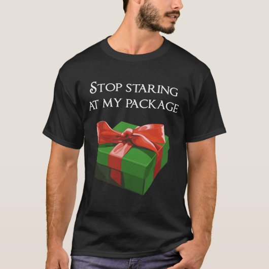 Stop met mijn kerstcadeaupresentatie te bekijken t-shirt (Voorkant)
