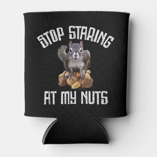 Stop met naar mijn noppen te staren - grappig vier blikjeskoeler (Voorkant)