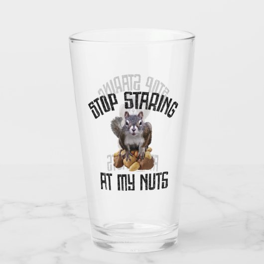 Stop met naar mijn noppen te staren - grappig vier glas (Achterkant)