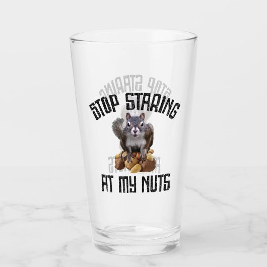 Stop met naar mijn noppen te staren - grappig vier glas (Voorkant)