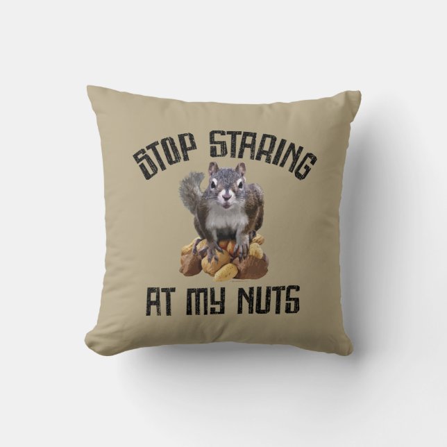 Stop met naar mijn noppen te staren - grappig vier kussen (Voorkant)