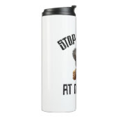 Stop met naar mijn noppen te staren - grappig vier thermosbeker (Gedraaid links)