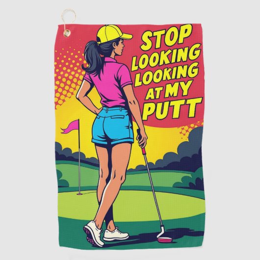 Stop met naar mijn putt te kijken Golfhanddoek (Voorkant)