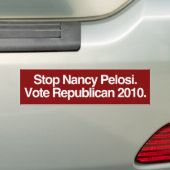 Stop met Nancy Pelosi. Stemming republikein 2010. Bumpersticker (Op auto)