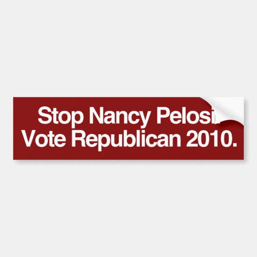 Stop met Nancy Pelosi. Stemming republikein 2010. Bumpersticker (Voorkant)