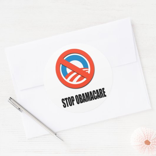 Stop met Obamacare Ronde Sticker (Envelop)