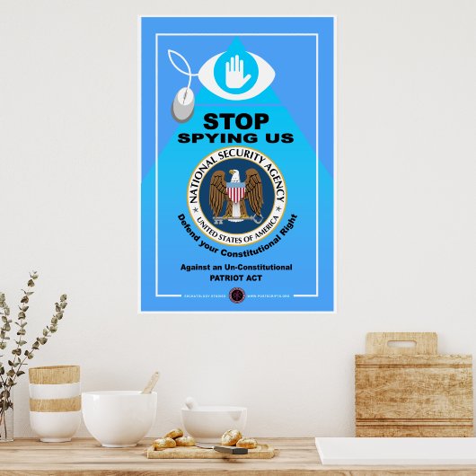 Stop met ons te bespioneren poster (Keuken)
