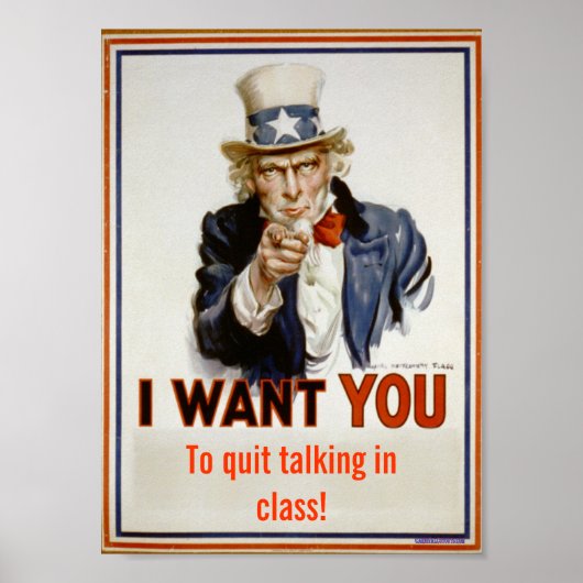 "Stop met praten in klasse" Poster (Voorkant)