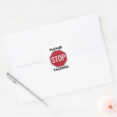 Stop met praten ronde sticker (Envelop)