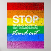 STOP MET PROBEREN OM IN TE PASSEN POSTER (Voorkant)