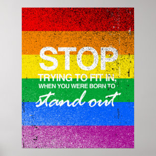 STOP MET PROBEREN OM IN TE PASSEN POSTER