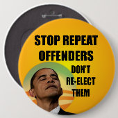 Stop met recidive - anti-Barack Obama Ronde Button 6,0 Cm (Voorkant /achterkant)