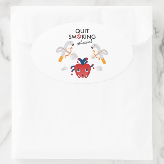 Stop met roken alsjeblieft ovale sticker (Tas)